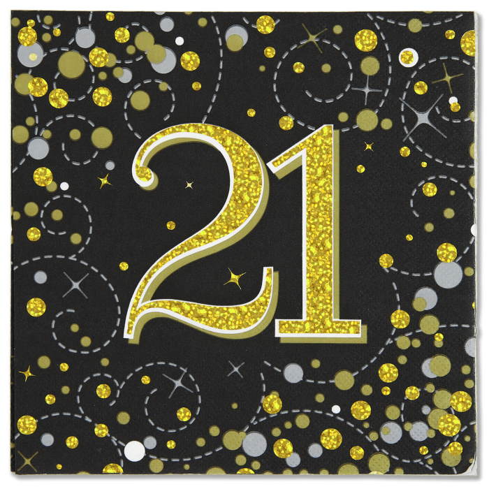 Black and Gold Sparkling 21st Birthday Party 8 to 48 Guest Premium Party Pack - Tableware | Balloons | Decoration image 4